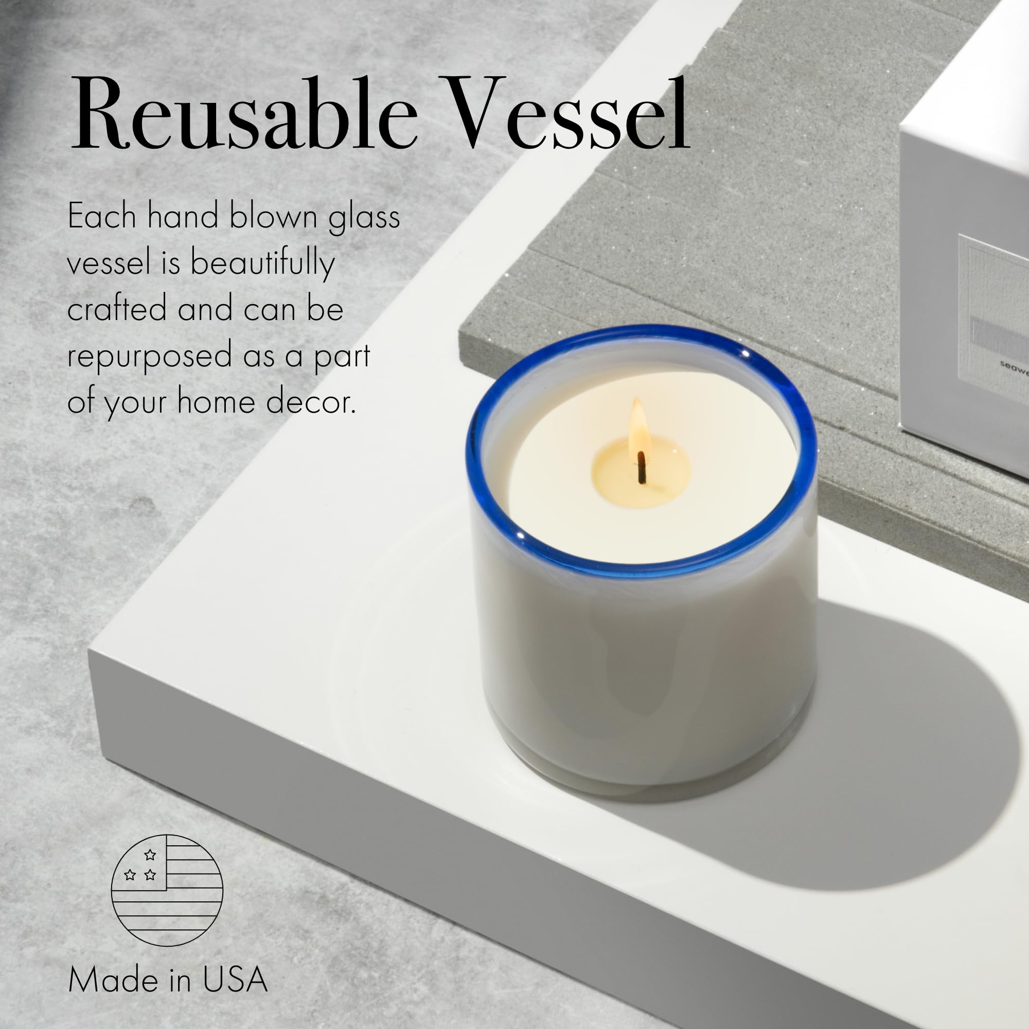 LAFCO New York Signature Candle Fog & Mist vaso cristal reutilizable como decoración.