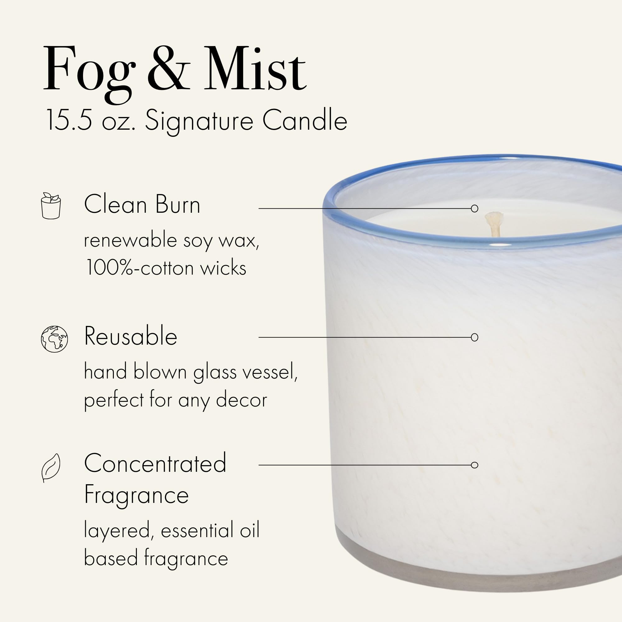 LAFCO New York Signature Candle Fog & Mist revela notas marinas para ambiente fresco.