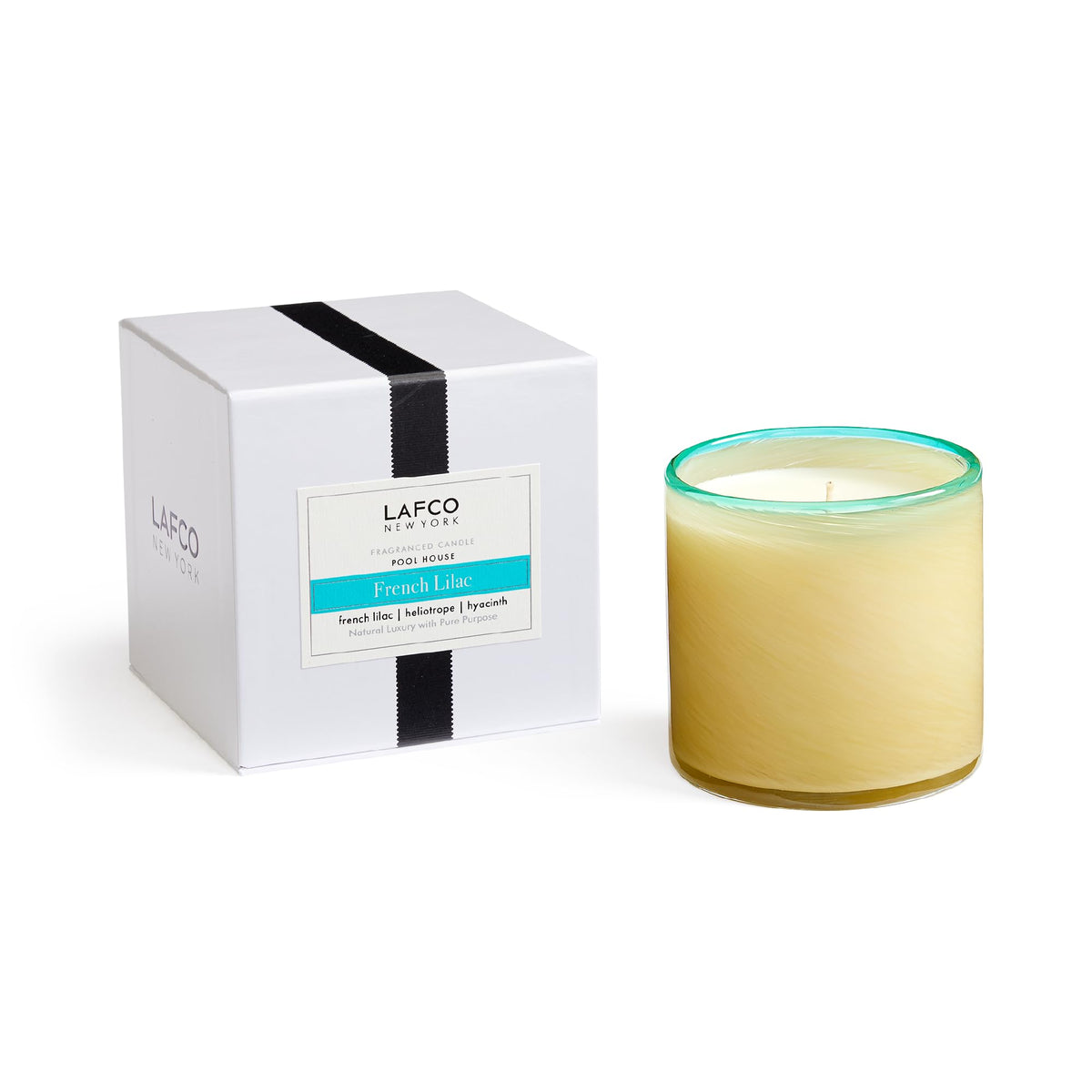 Vaso de cristal soplado a mano con vela LAFCO para ambientar espacios con elegancia