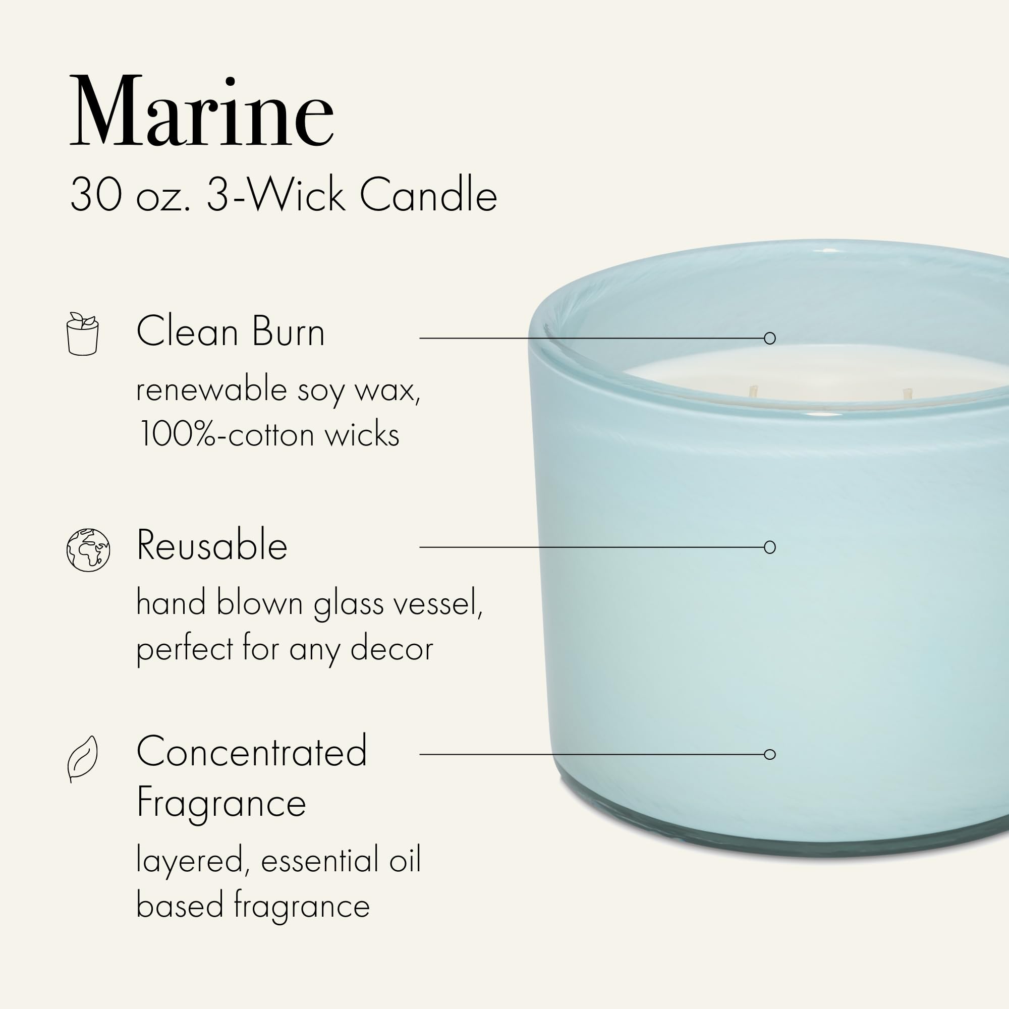 LAFCO New York vela Marine escena de baño azul para un aroma relajante.