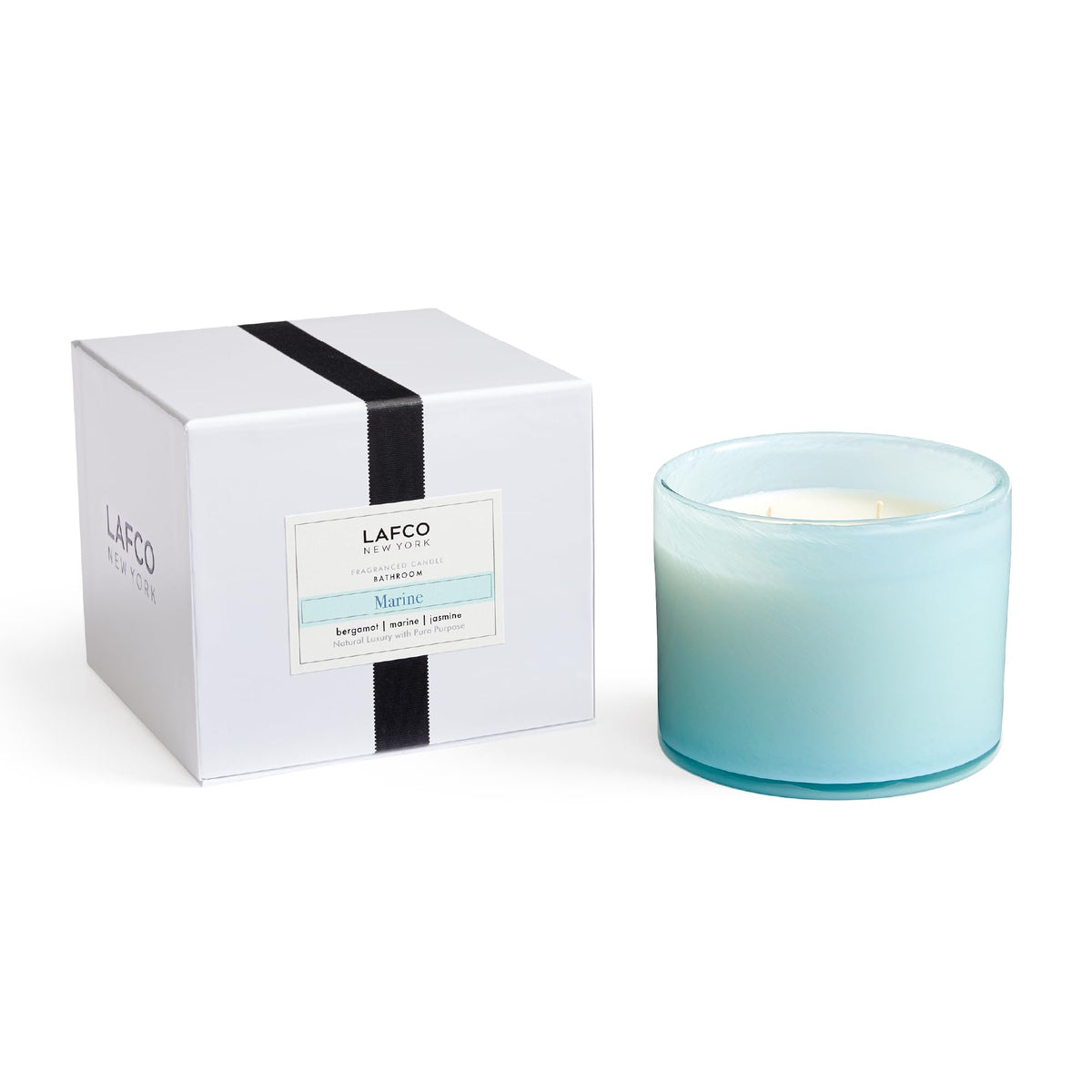 LAFCO New York vela tres mechas Marine en vaso cristal, aporta ambiente sofisticado.