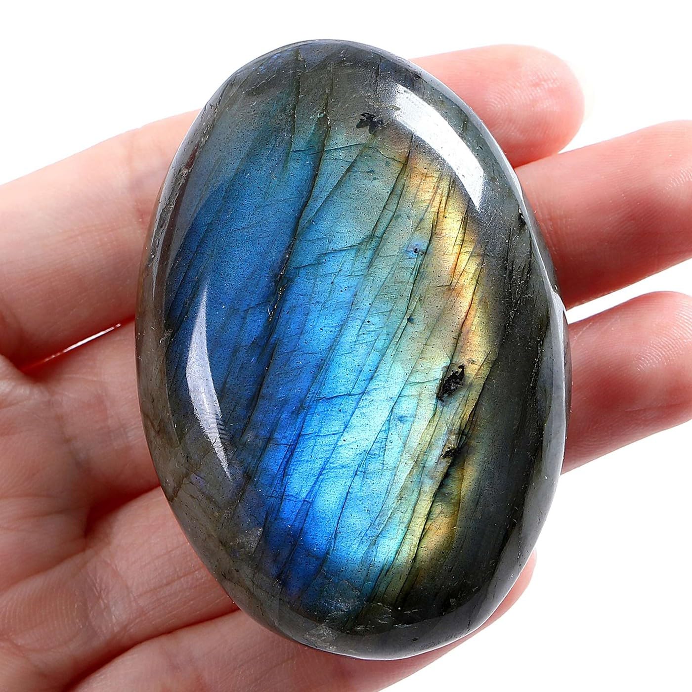 LAIDANLA Labradorita: piedra palma ovalada para equilibrio energético diario.
