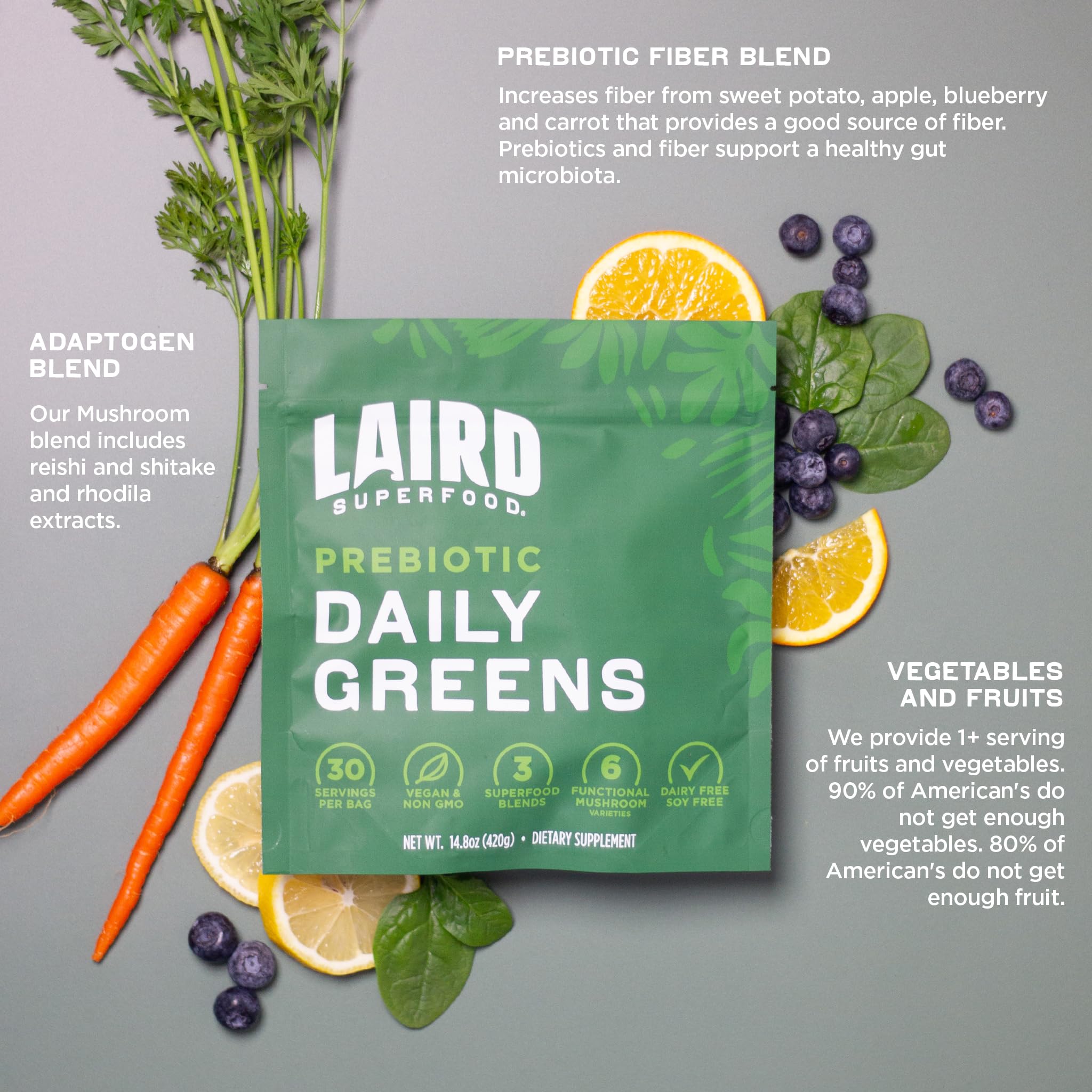 Laird Superfood Frutas y Verduras Mix, vitaminas y minerales esenciales