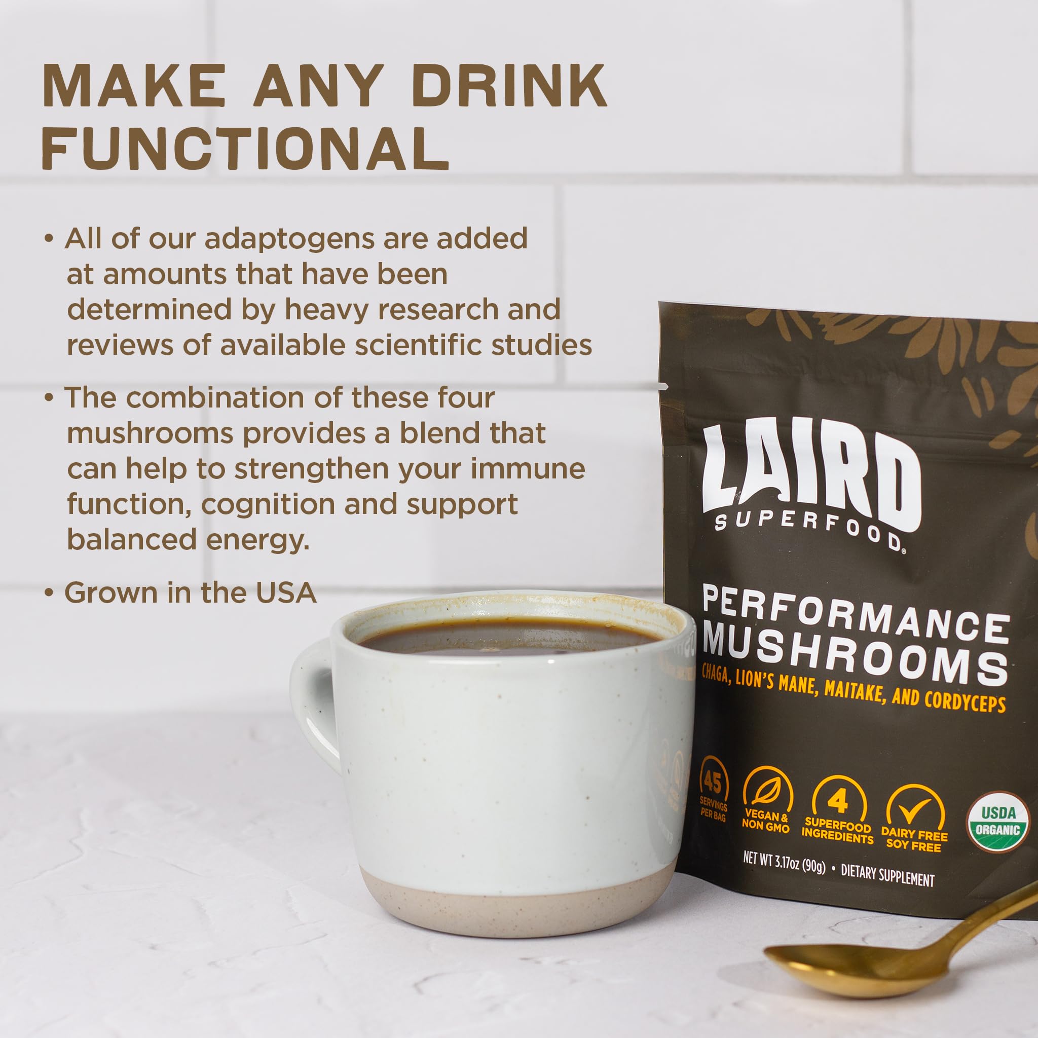 Laird Superfood: preparación para pre-entrenamiento con la mezcla.