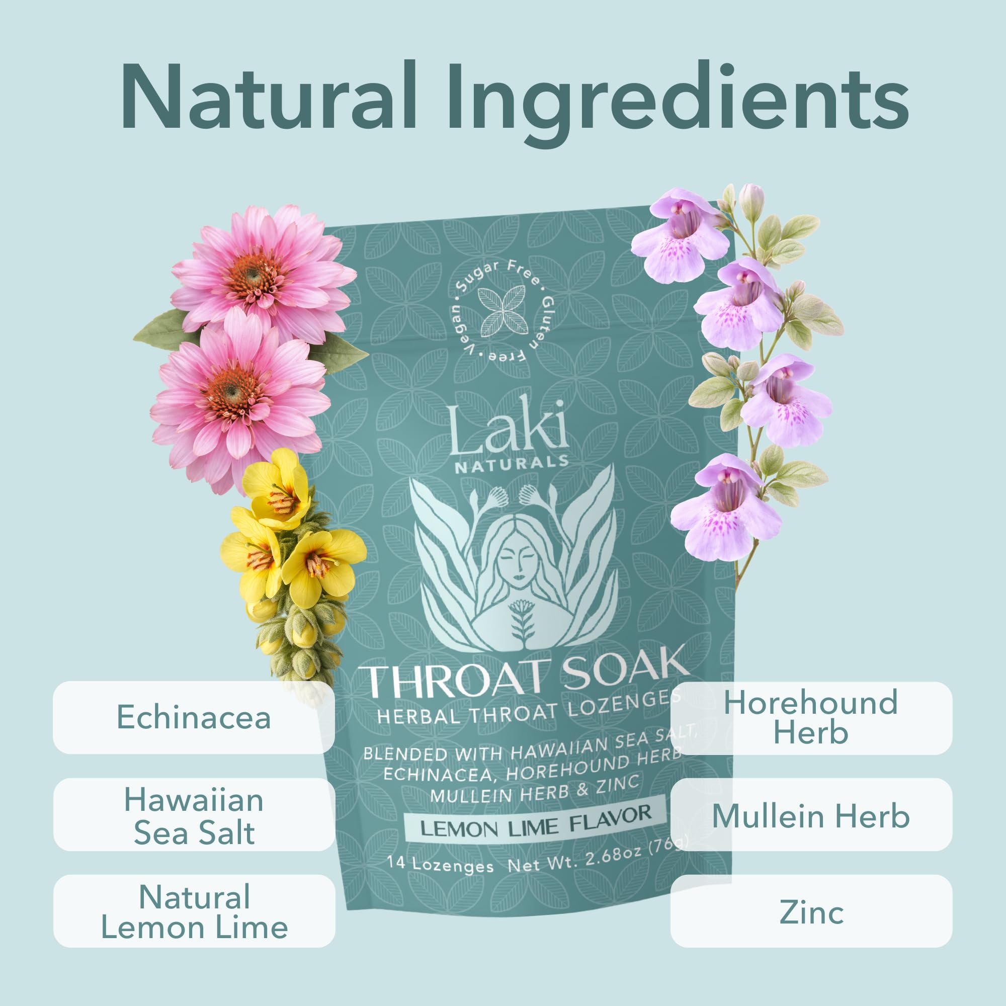 Pastillas para garganta hidratante de Laki Naturals para comodidad diaria.