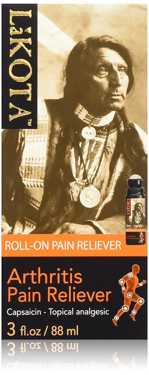 Lakota Artrosis Formula con capsaicina, aplicador de rodillo para alivio temporal del dolor muscular y articular.