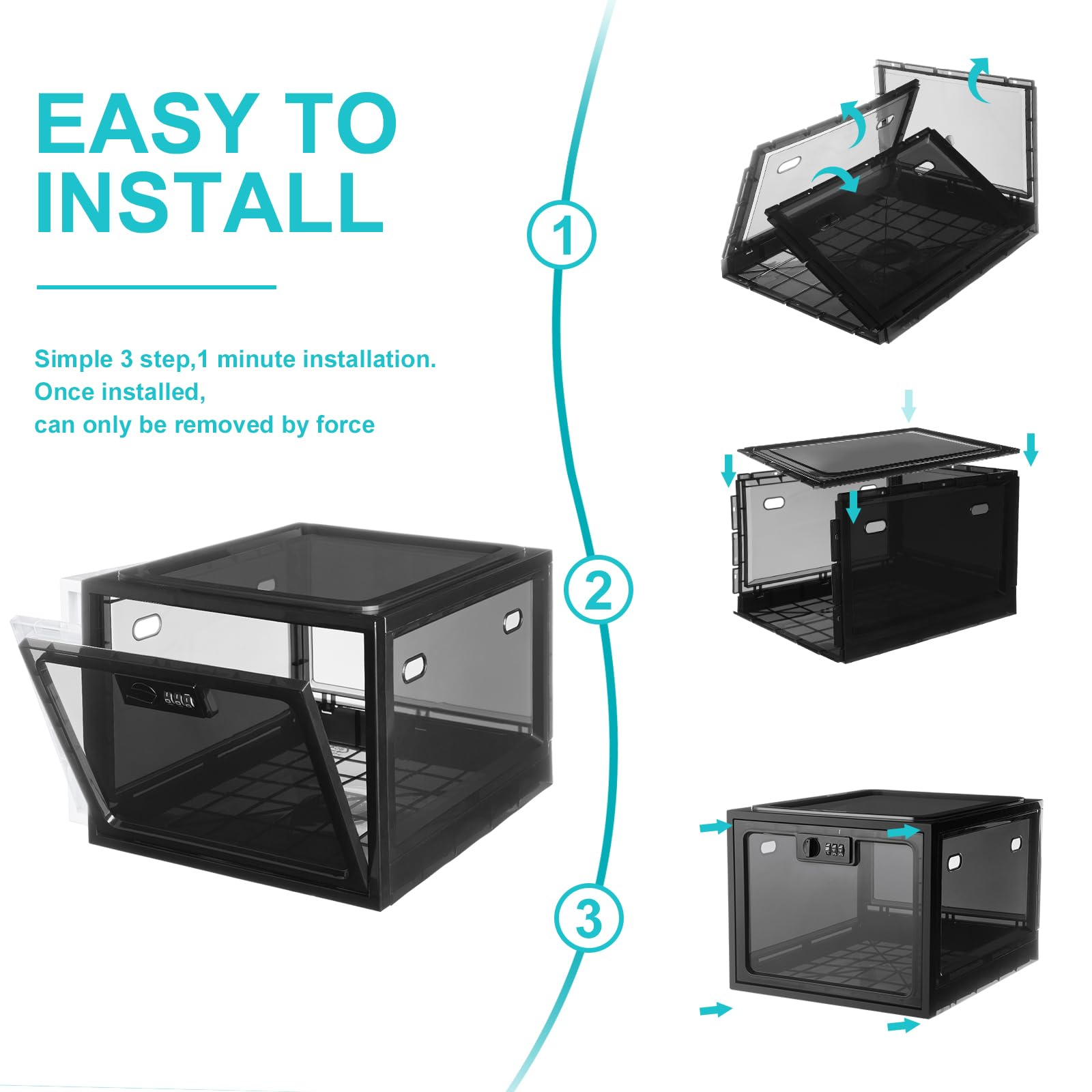 Caja Lalifebuss apilable para ahorro de espacio.