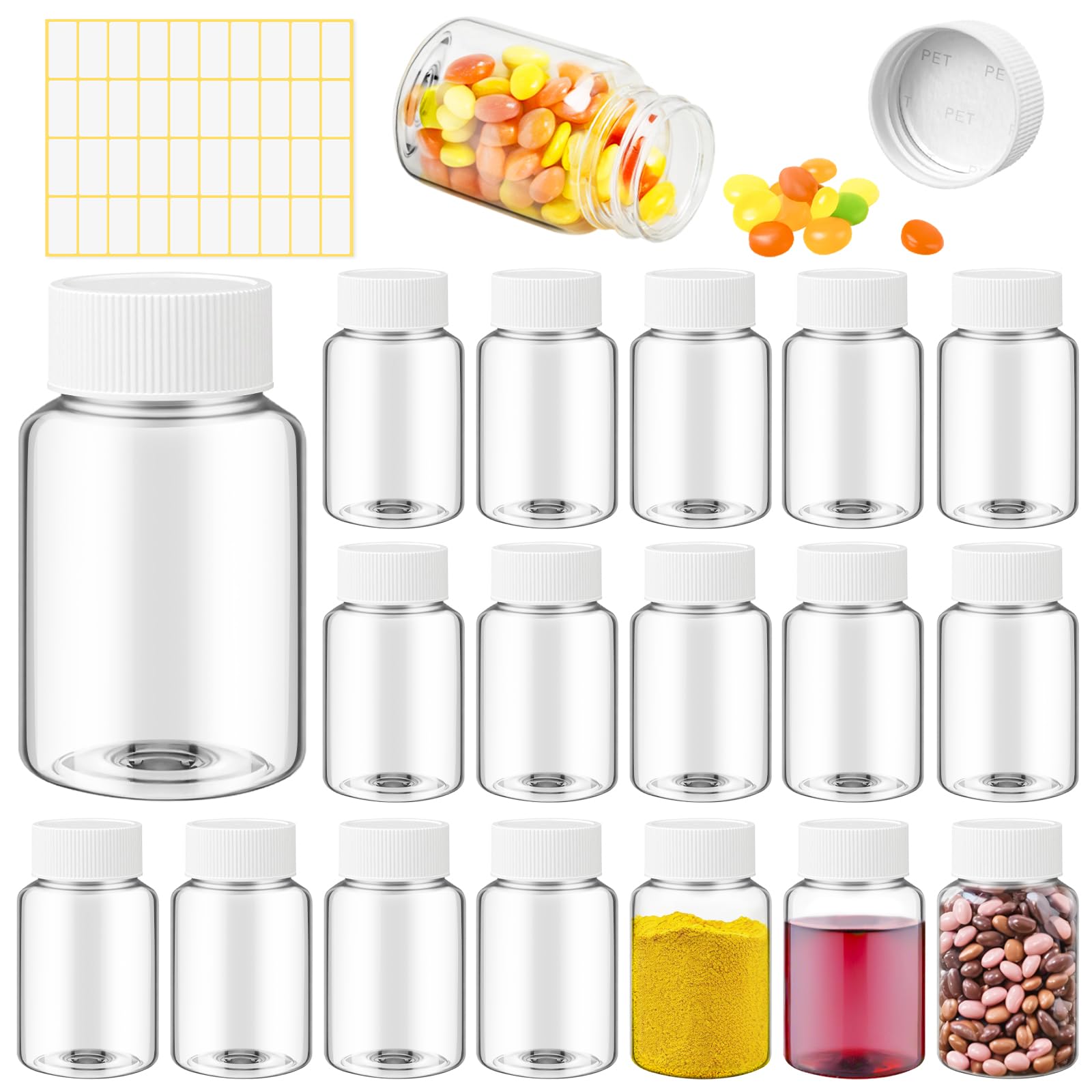 Lamoutor botellas claras 80 ml con tapa para almacenamiento seguro.