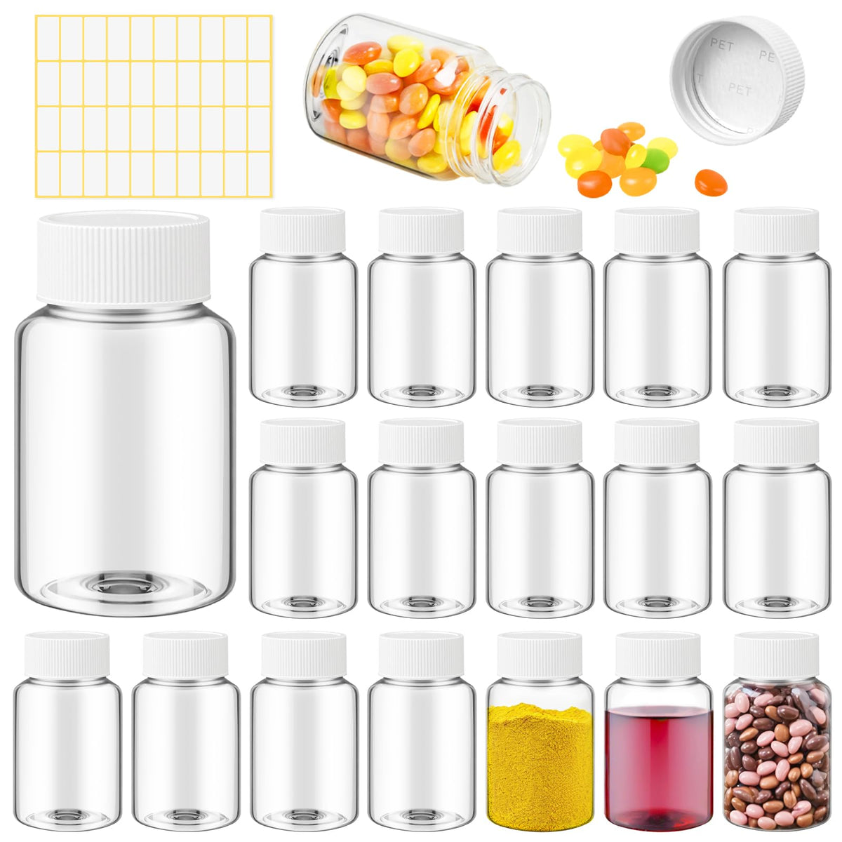 Lamoutor botellas claras 80 ml con tapa para almacenamiento seguro.
