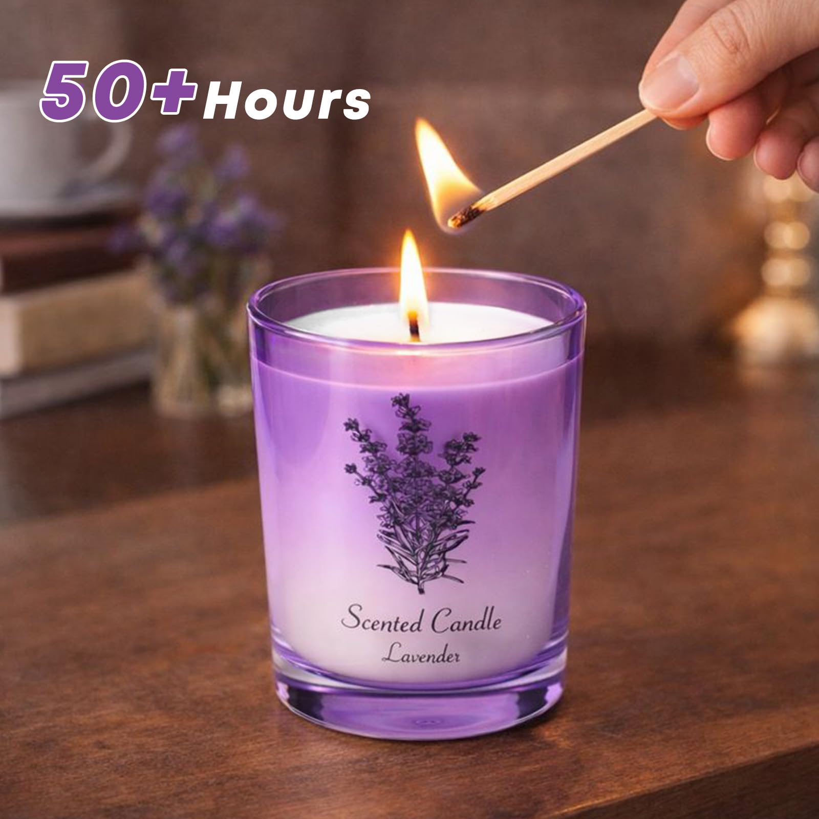 Lamway vela de lavanda en envase elegante con empaque listo para regalo.