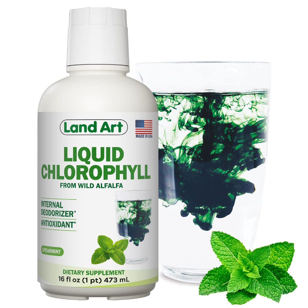 Land Art Liquido Clorofila Menta: botella lista para uso diario y frescura.