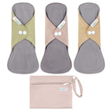 Langsprit almohadillas menstruales de algodón reutilizables, conjunto de tres para diferentes volúmenes.