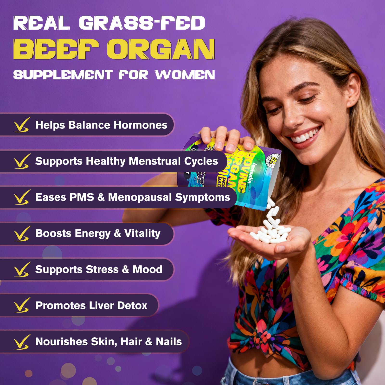 Cápsulas de ovario de res lanhuilin, nutrición femenina para bienestar general