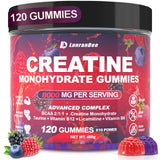 LanranBee Creatina Monohidrato gomitas, bote Frambuesa, energía para entrenos
