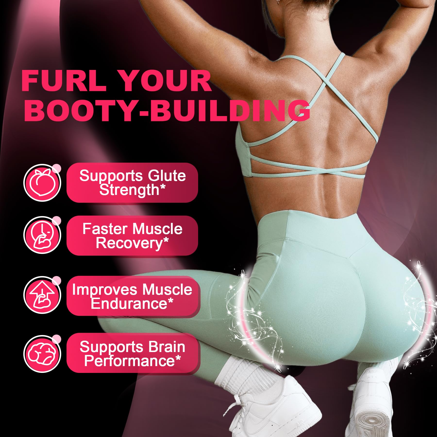 LanranBee Creatina para mujeres, gominolas de fresa para sabor y rendimiento.