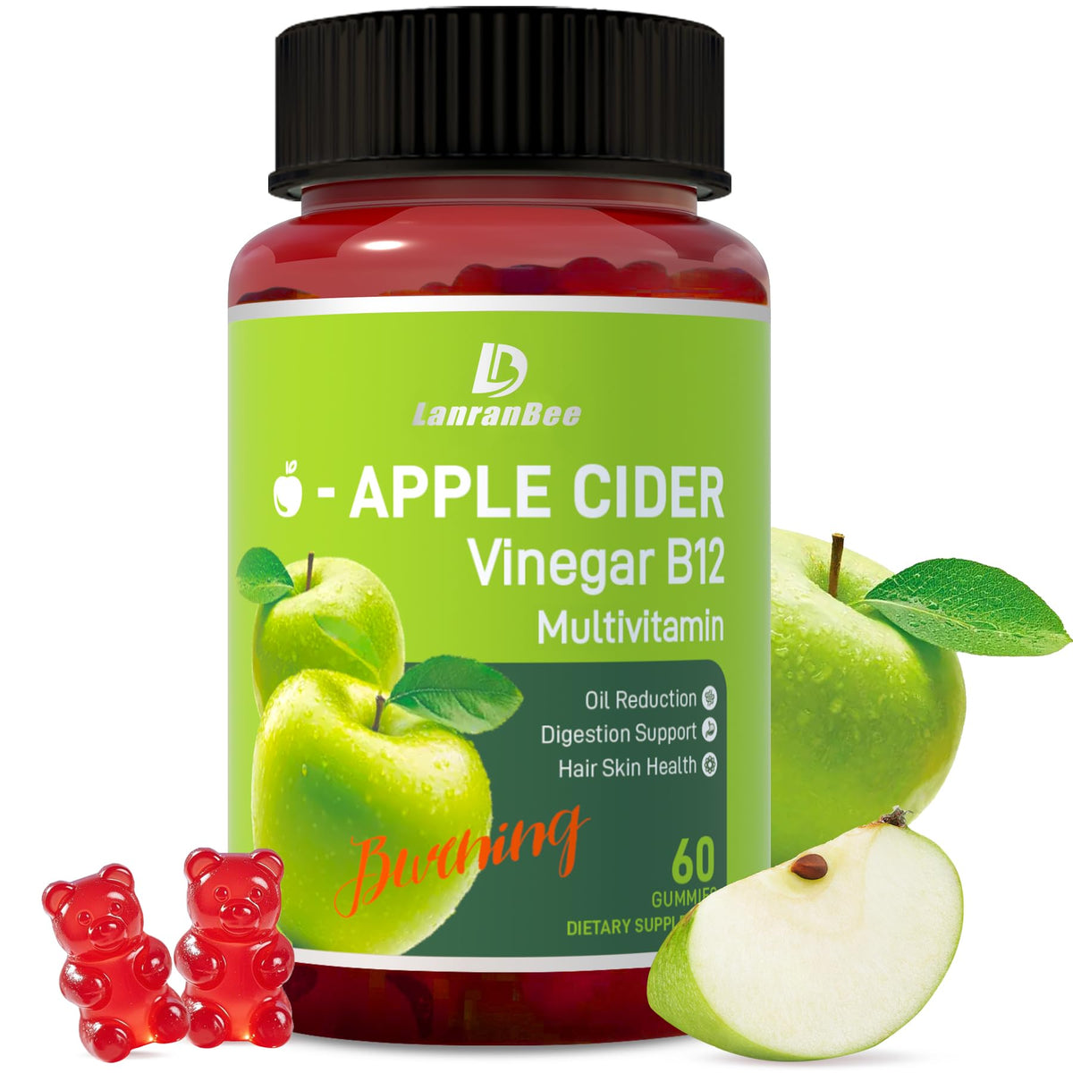 LanranBee gominolas ACV manzana frasco para consumo diario cómodo.