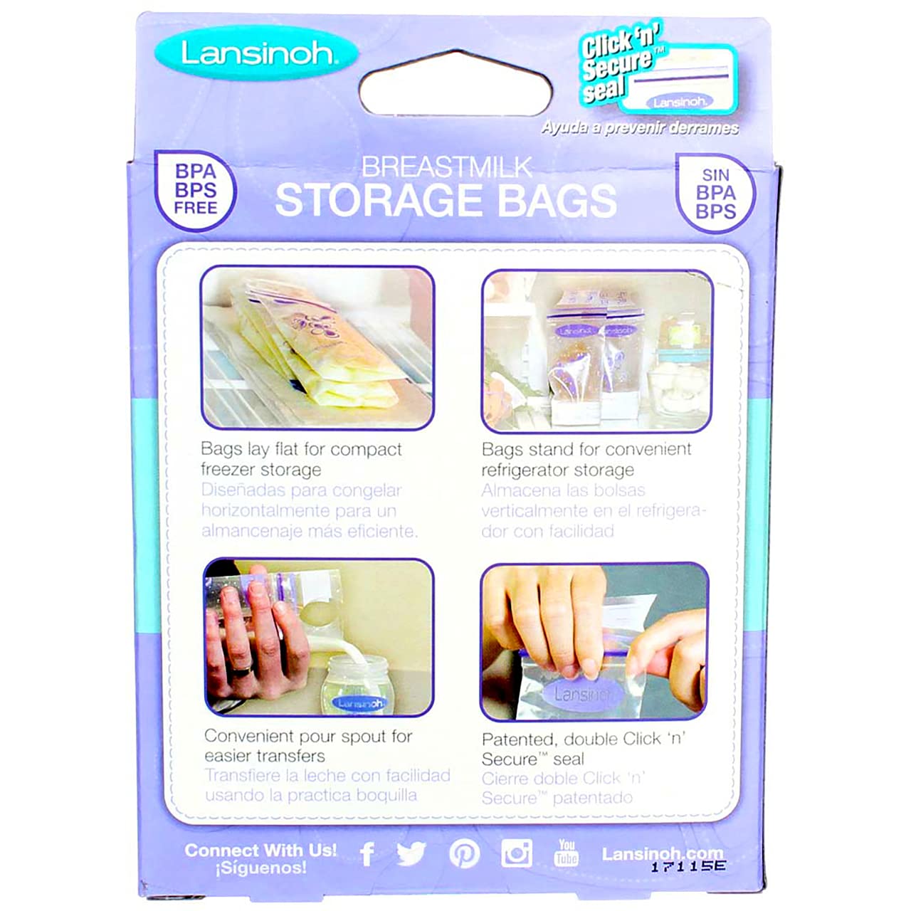 Diseño práctico de Lansinoh para porciones de leche materna.