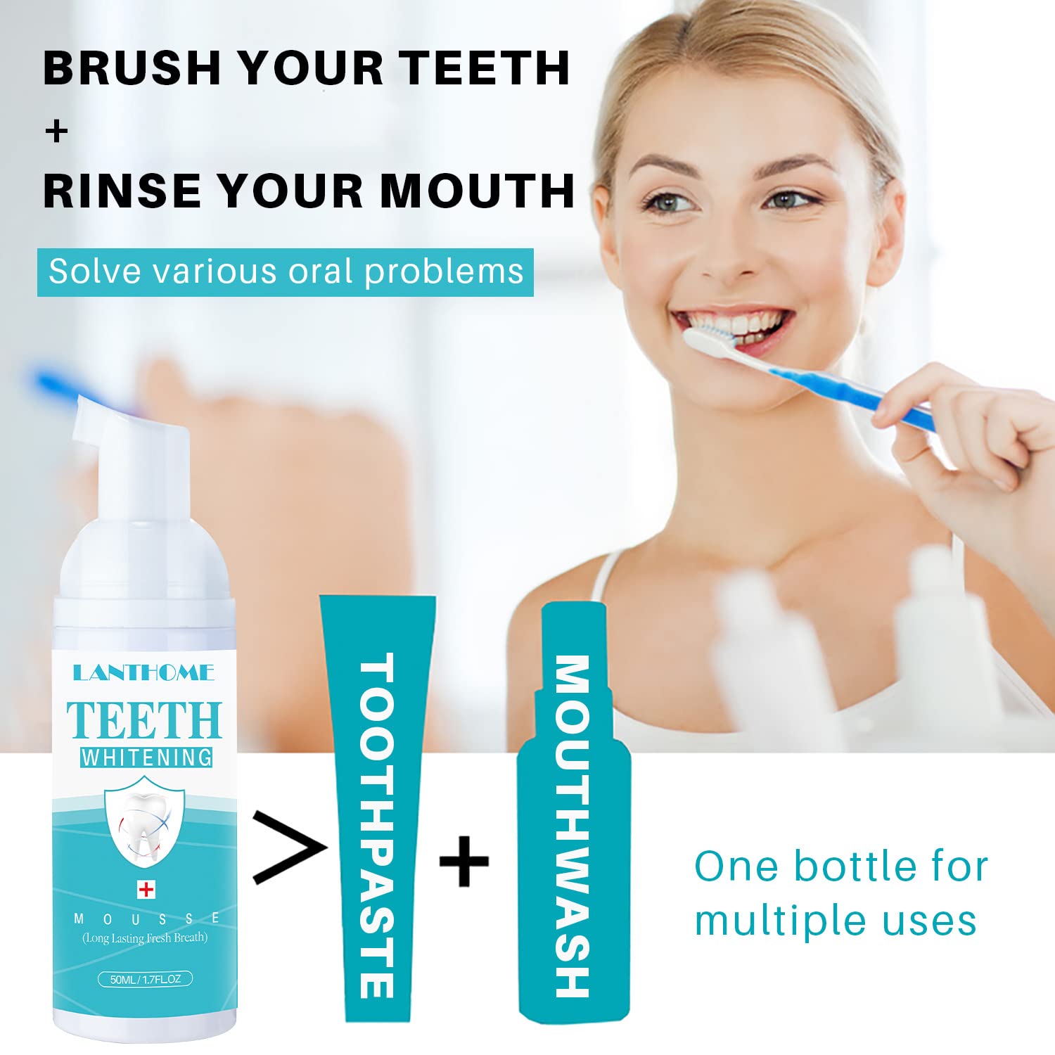 Lanthome espuma de uso diario para dientes, aliento fresco