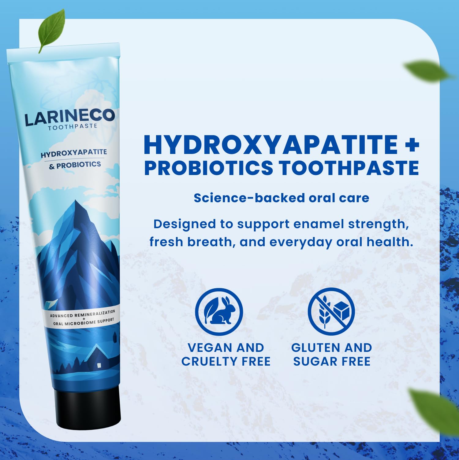 Larineco Nano hidroxiapatita: espuma de menta para limpieza fresca.