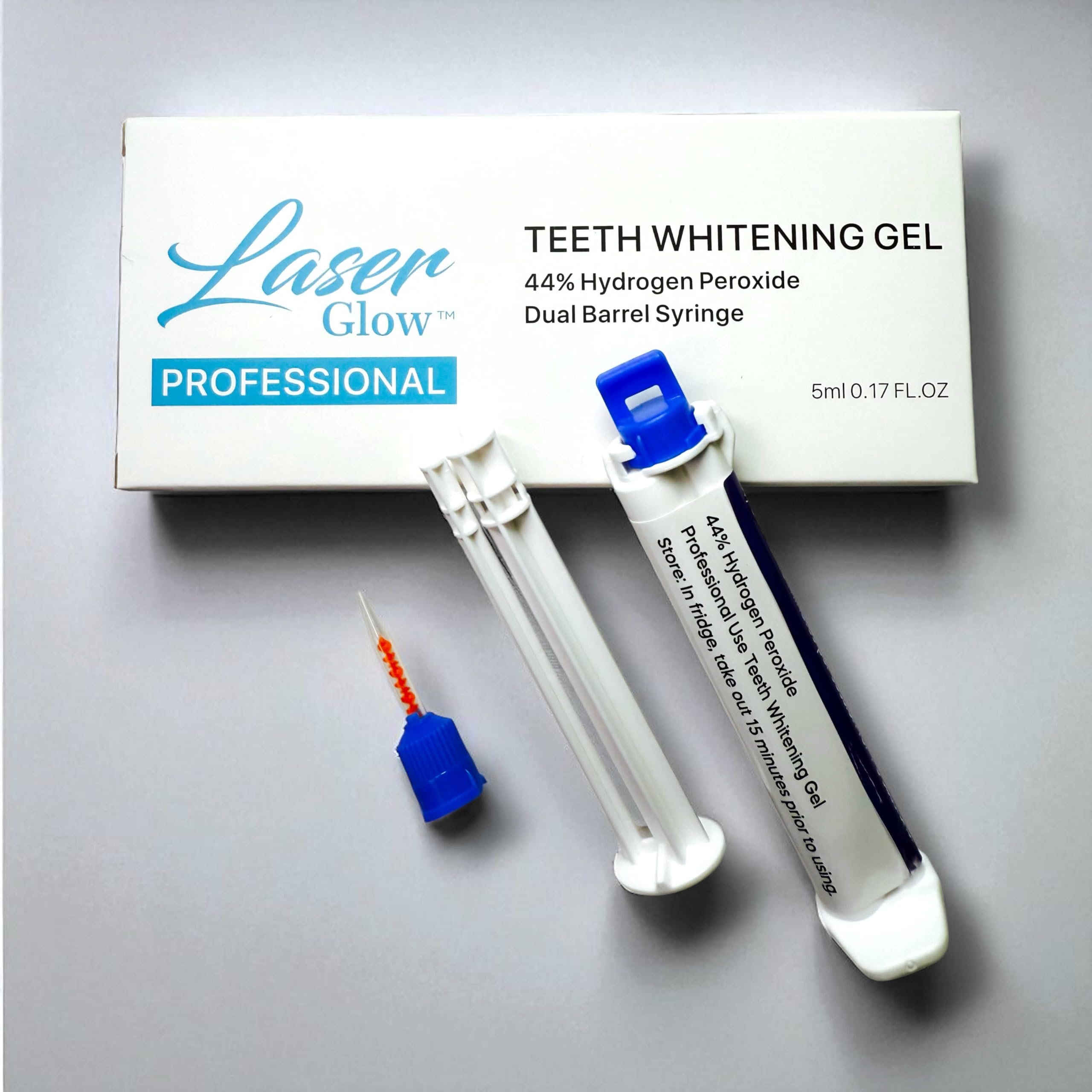 Laser Glow gel blanqueador 44% para un blanqueamiento rápido y seguro.