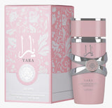 Lattafa Yara empaque elegante, botella sofisticada para regalo