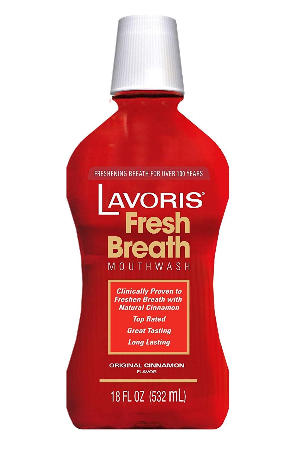 Lavoris enjuague bucal Original Canela, botella con aliento duradero y frescura