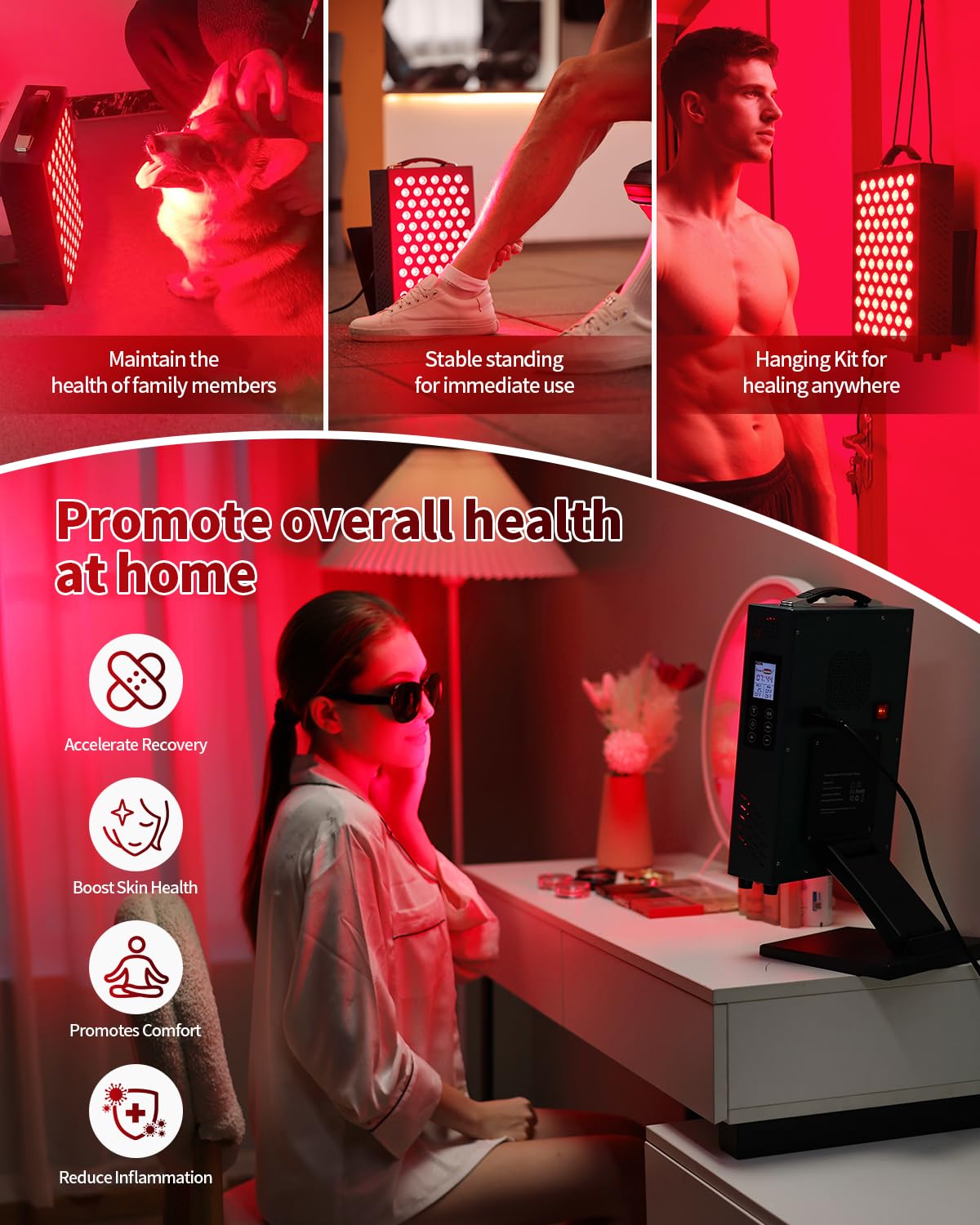 Lawind Panel Luz Roja 660-850 temporizador: sesiones seguras y planificadas