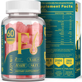Gomitas Lazpowfi Biotina, botella frontal, promueven nutrición diaria para cabello y uñas sanas.