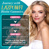 Lazpowfi Biotina Gomitas, uso diario recomendado para brillo natural del cabello y uñas.