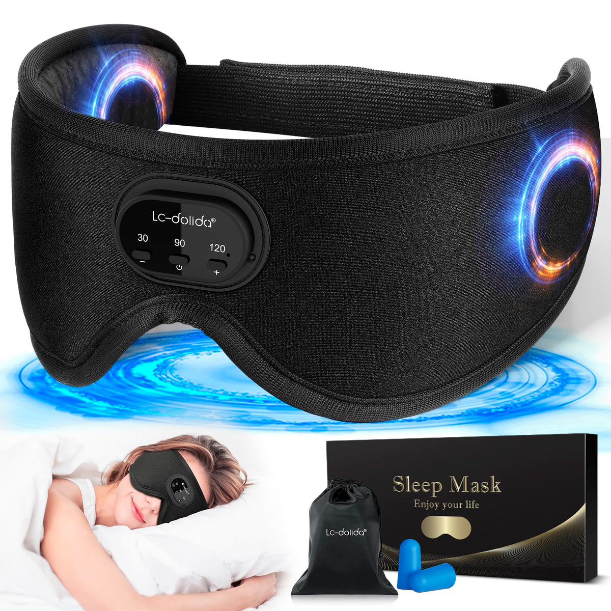 LC-dolida auriculares para dormir con antifaz Bluetooth para mayor comodidad.