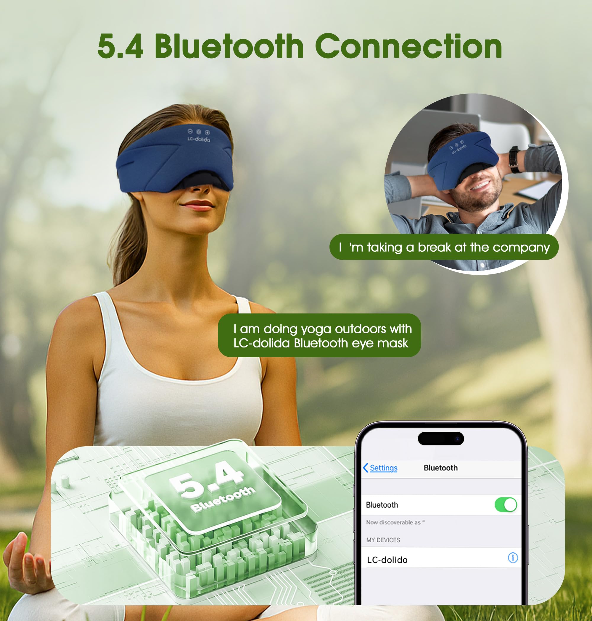 LC-dolida auriculares Bluetooth para dormir, sonido HD y llamadas claras