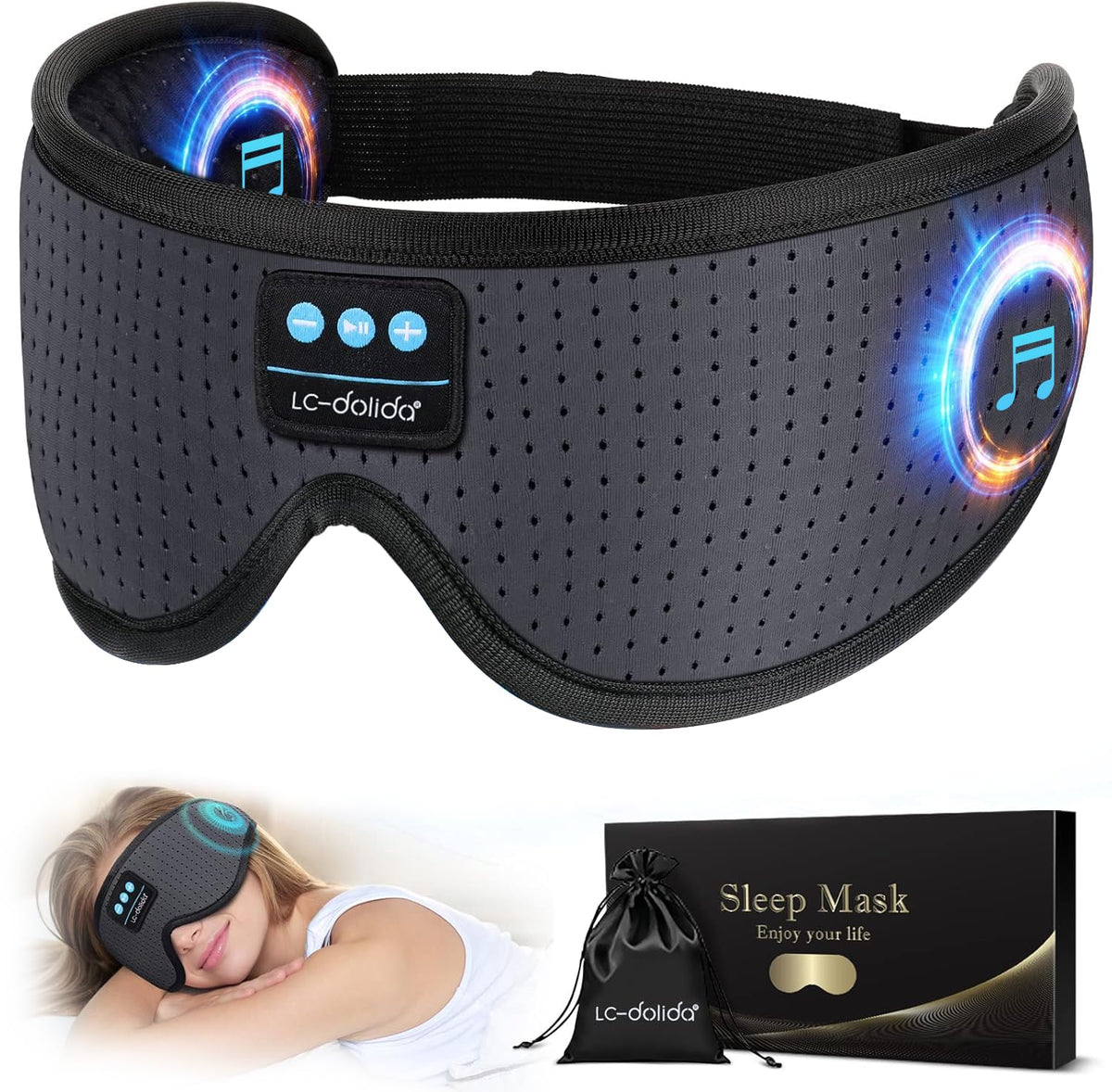 LC-dolida auriculares para dormir en frente brindan confort para descanso sin presión.