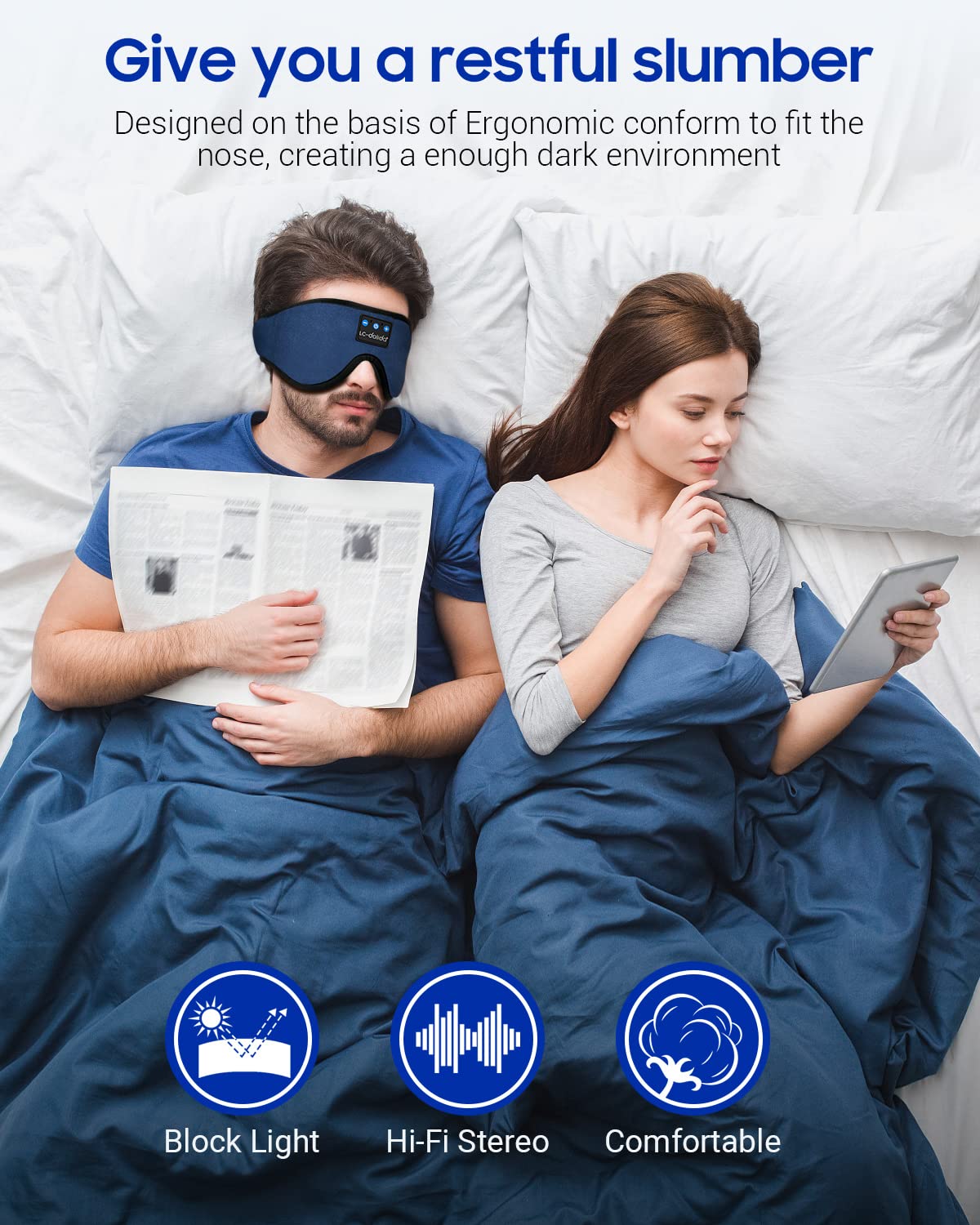 LC-dolida máscara ocular con Bluetooth 5.2 para escuchar música sin cables.