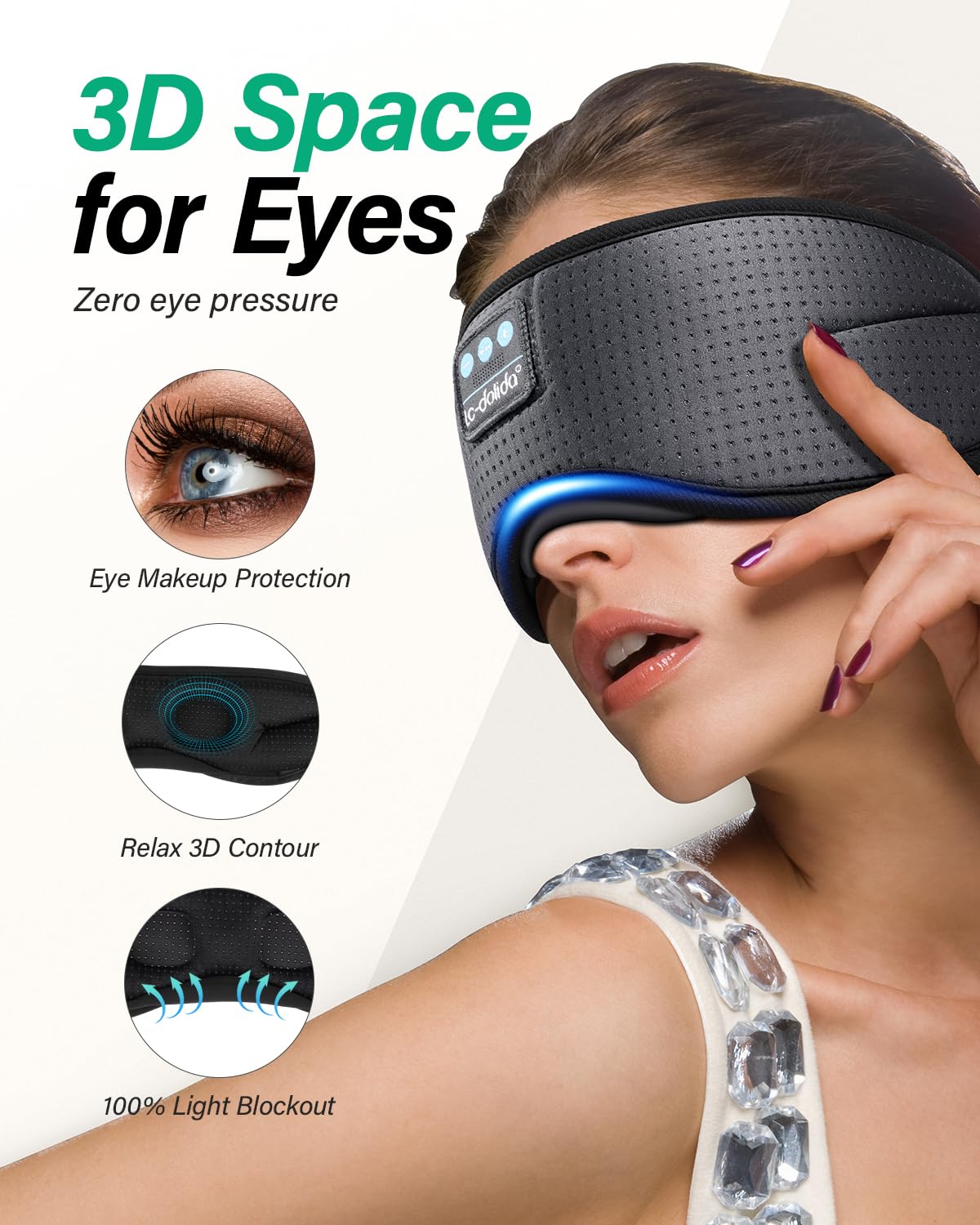 LC-dolida diseño 3D transpirable ofrece contorno suave alrededor de los ojos.