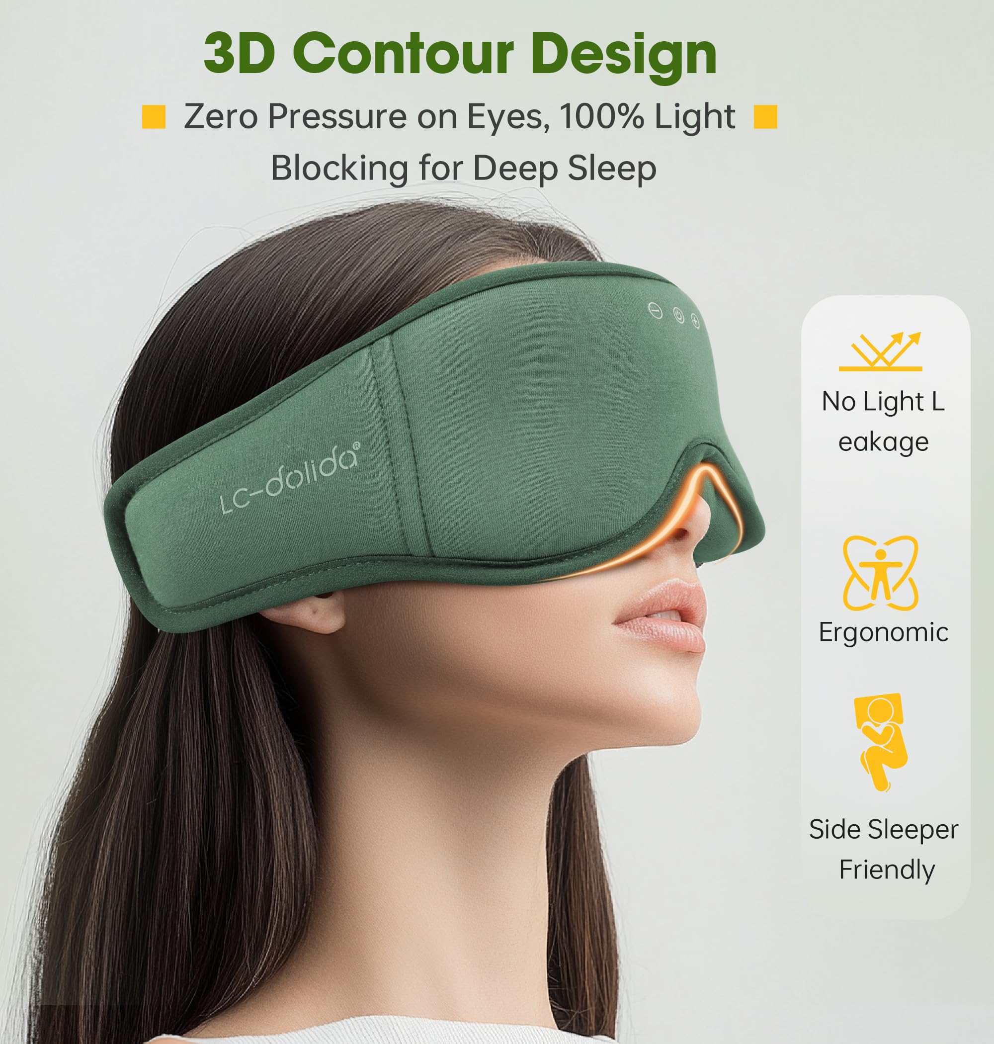 LC-dolida máscara que bloquea la luz con diseño 3D para ojos relajados