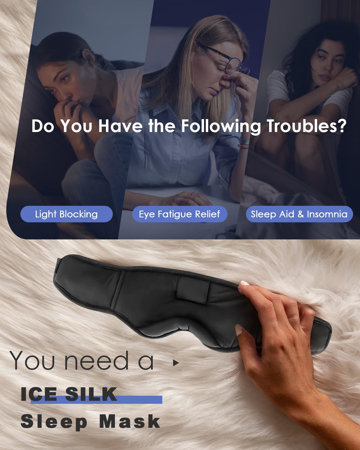 LC-dolida mascarilla de ojos Bluetooth para dormir bloquea la luz.