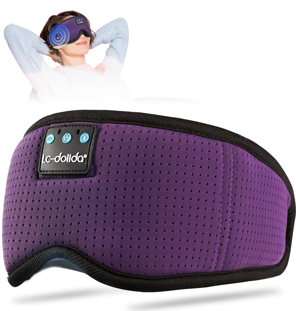 LC-dolida máscara de sueño con conectividad inalámbrica frontal para dormir cómodo