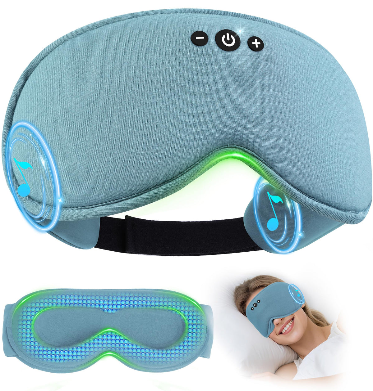 LC-dolida máscara pesada con audio inalámbrico y bambú, ideal para descansar en viajes.