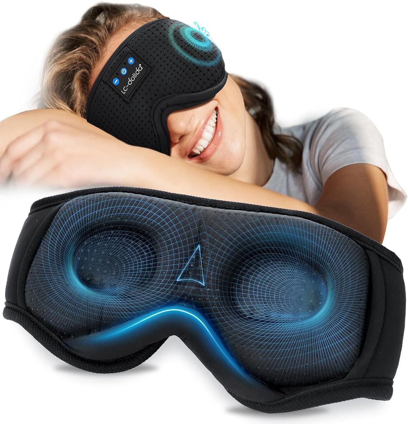 LC-dolida máscara sueño con auriculares para dormir con música relajante