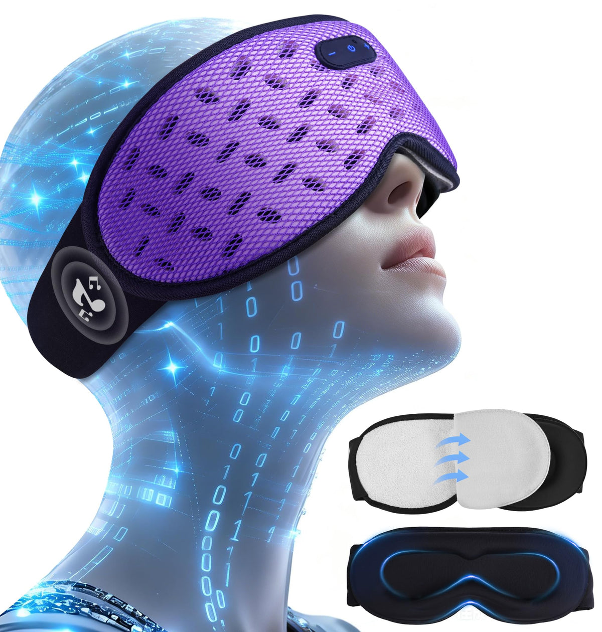 LC-dolida mascarilla-sueño auriculares-bluetooth: audio cómodo para dormir con bloqueo de luz.