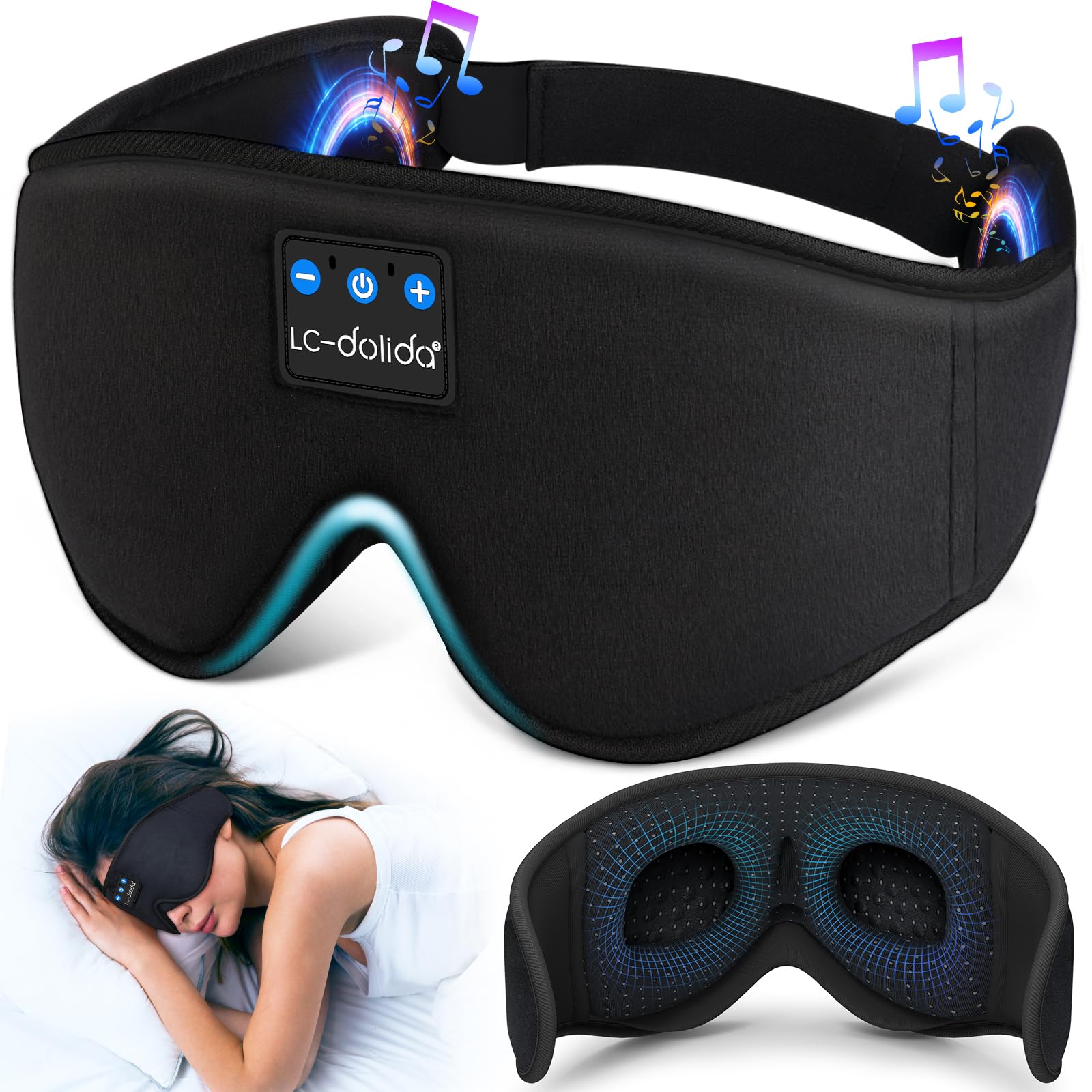 LC-dolida mascarilla-sueño con parlantes para escuchar música al dormir