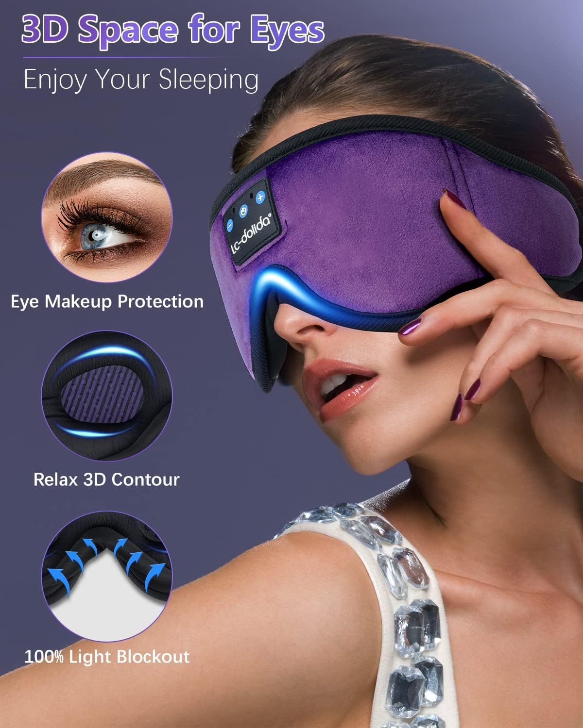 LC-dolida mascarilla ocular Bluetooth bloqueo de luz para sueño relajante