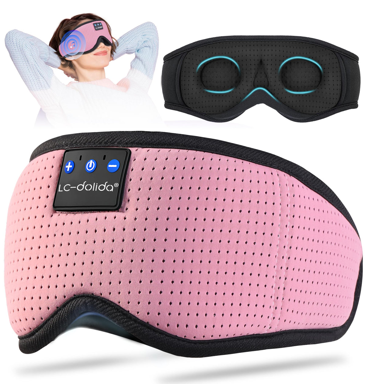 LC-dolida auriculares para dormir con máscara 3D, ideal para dormir sin distracciones