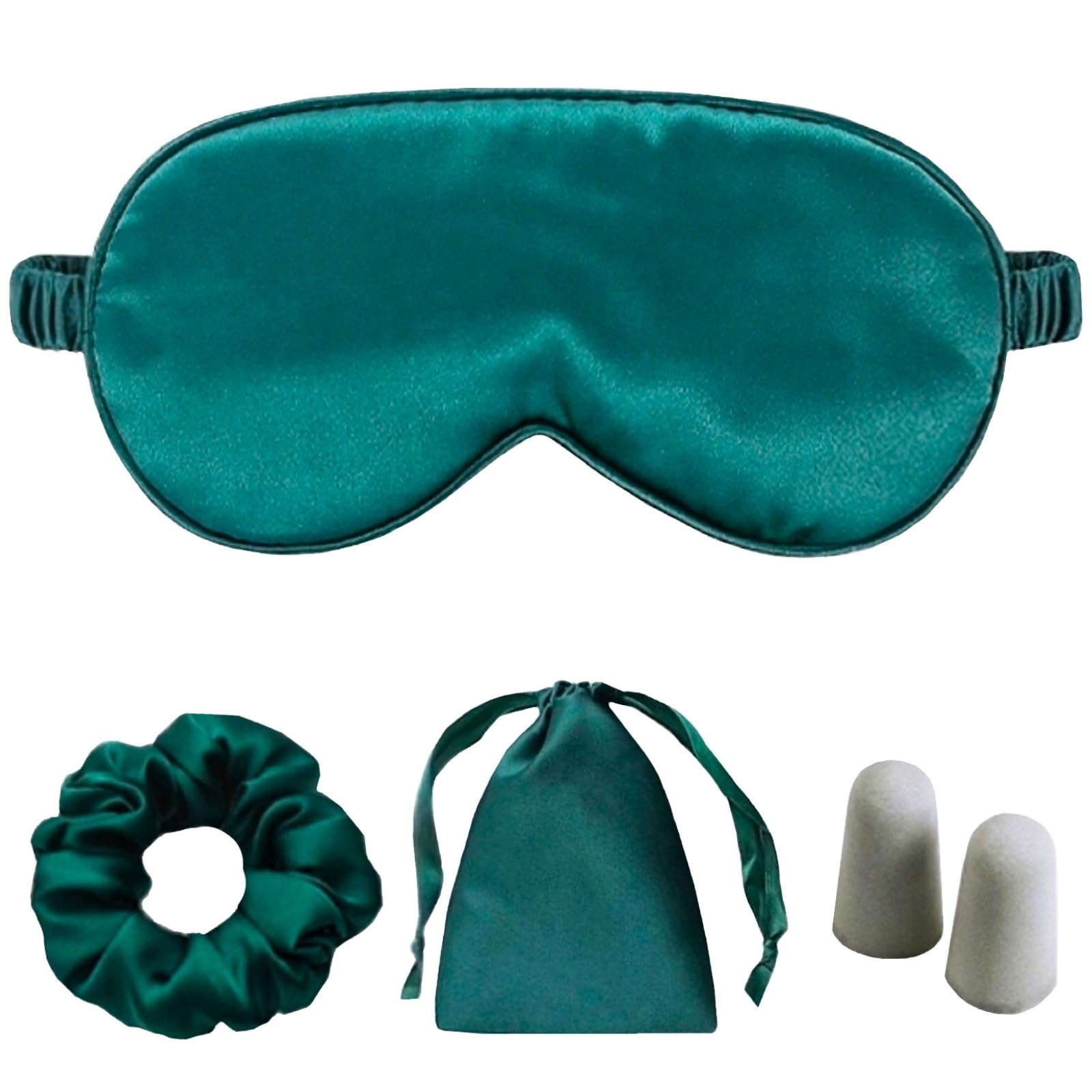 Antifaz LCBD de seda verde oscuro, bloqueo de luz para dormir mejor.