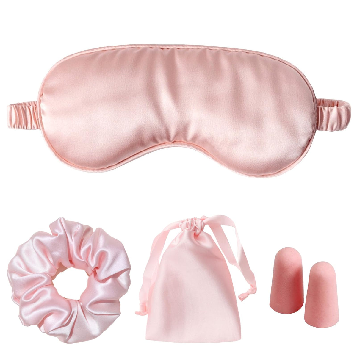 LCBD mascarilla para dormir de seda satinada rosa, comodidad suave para dormir