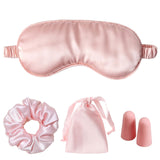LCBD mascarilla para dormir de seda satinada rosa, comodidad suave para dormir