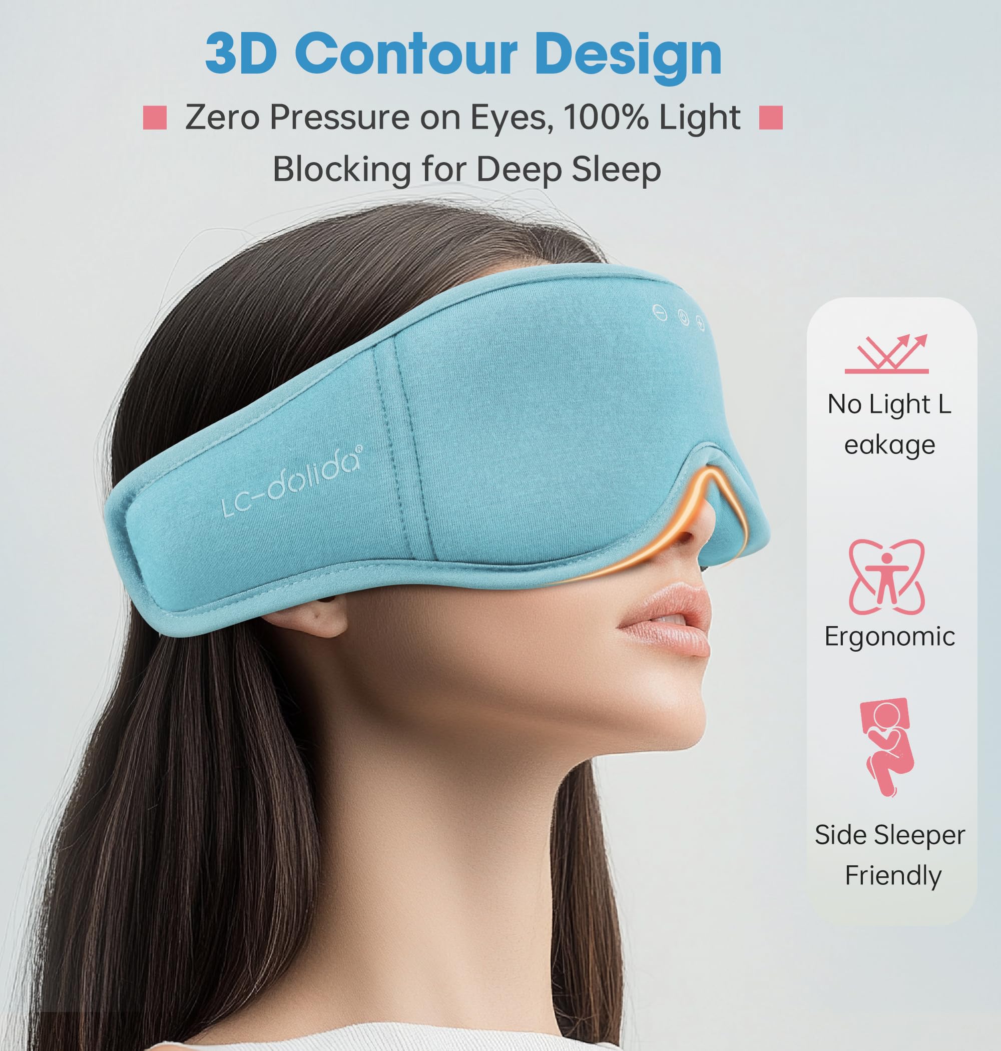 LC-dolida diseño 3D contorno ojos sin presión para dormir mejor