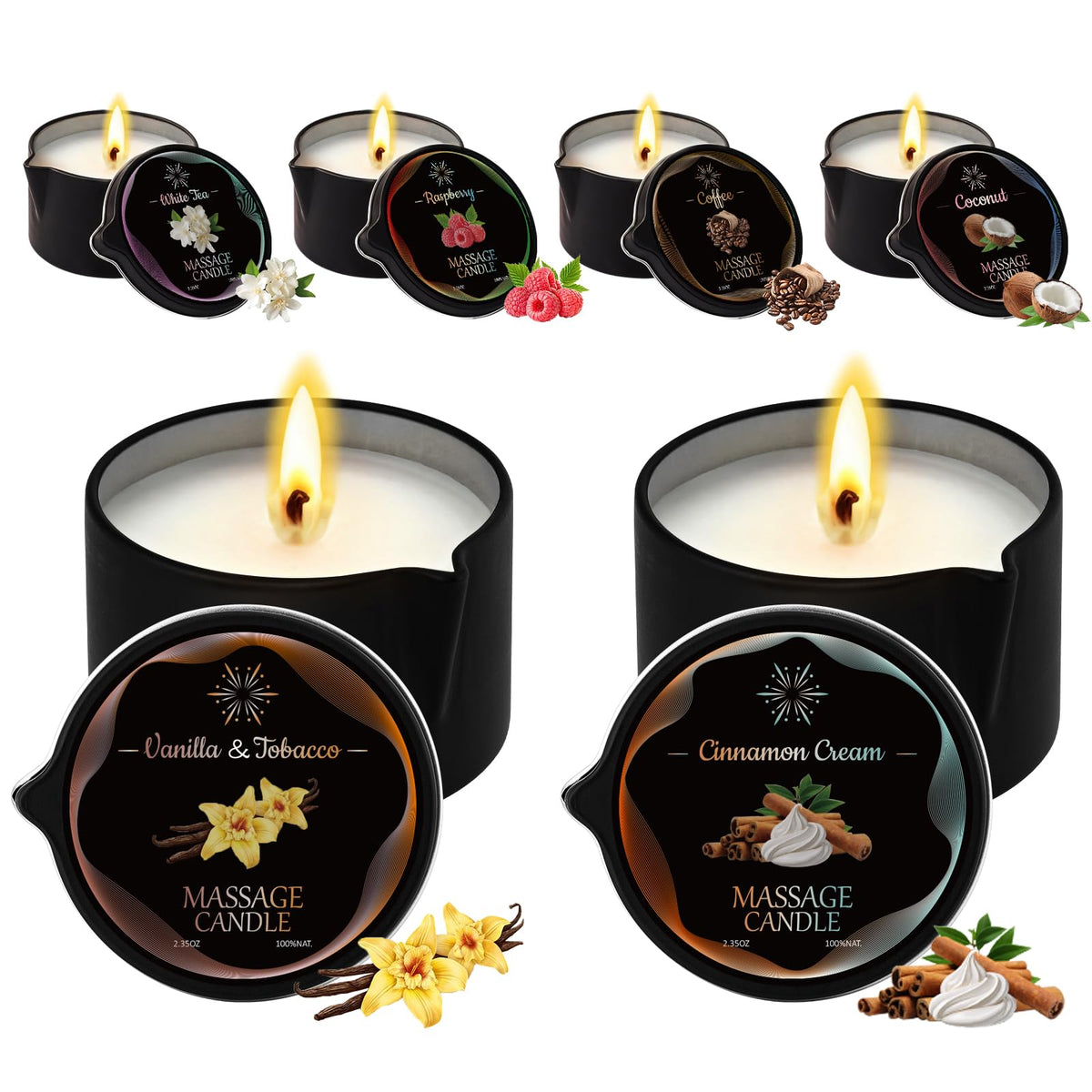 LCZLUMIPRO velas de masaje: conjunto de 6 aromas para relajación