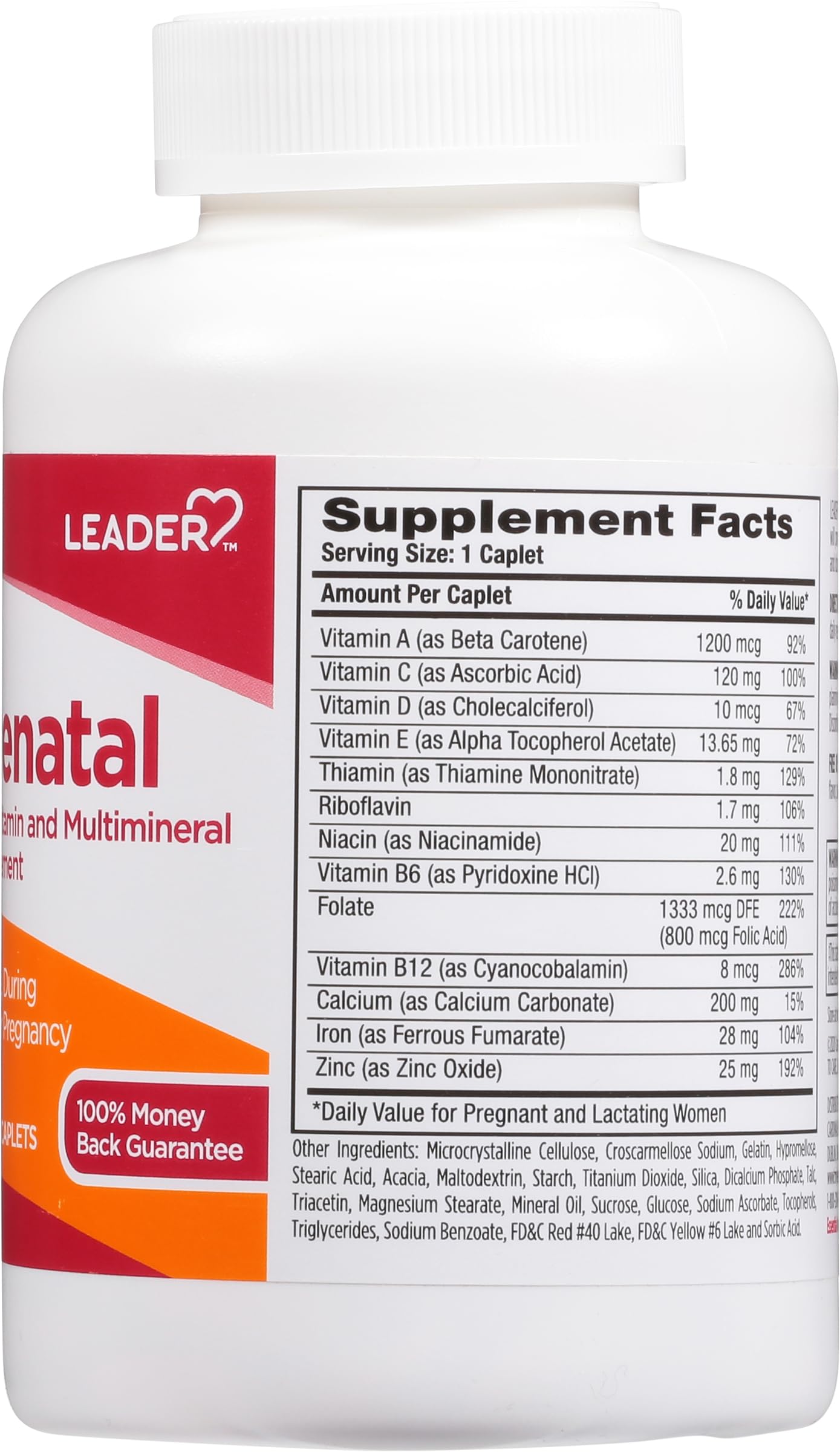 LEADER Prenatal Multivitamin tabletas de alta potencia para energía y bienestar materno durante el embarazo