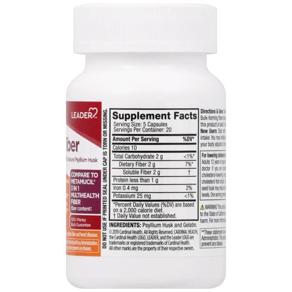 Polvo de Leader psyllium sin sabor, listo para mezclar.